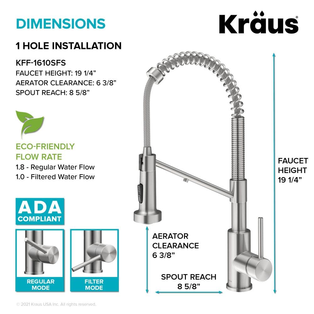Open Box - Kraus KFF-1610SFS - Kitchen Faucet