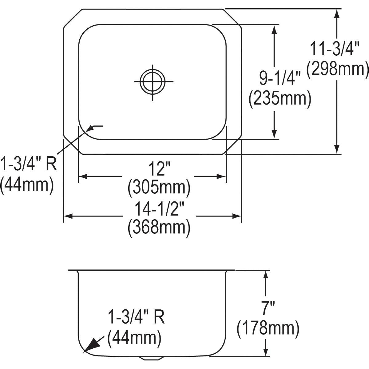Open Box - Elkay ELUH129 Gourmet Lustertone 14-1/2" x 11-3/4" Single Basin Undermount Kitchen Sink with 7" Depth