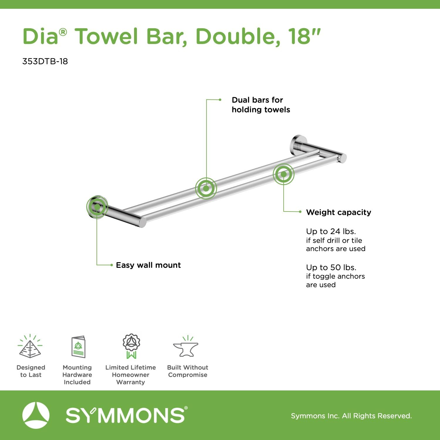 Open Box - Symmons 353DTB-18-BBZ - Towel Bar Bathroom Hardware