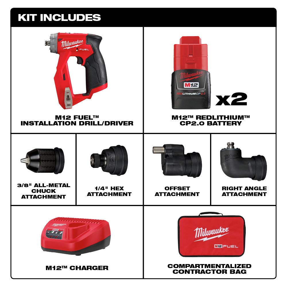 Open Box -  Milwaukee 2505-22 M12 FUEL 12-V Lithium-Ion Brushless Cordless Drill Driver Kit MilwaukeeBullseye Deals