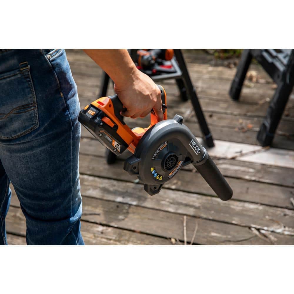 Open Box -  RIDGID 18V Lithium-Ion Cordless Compact Jobsite Blower with Inflator/Deflator Nozzle RIDGIDBullseye Deals