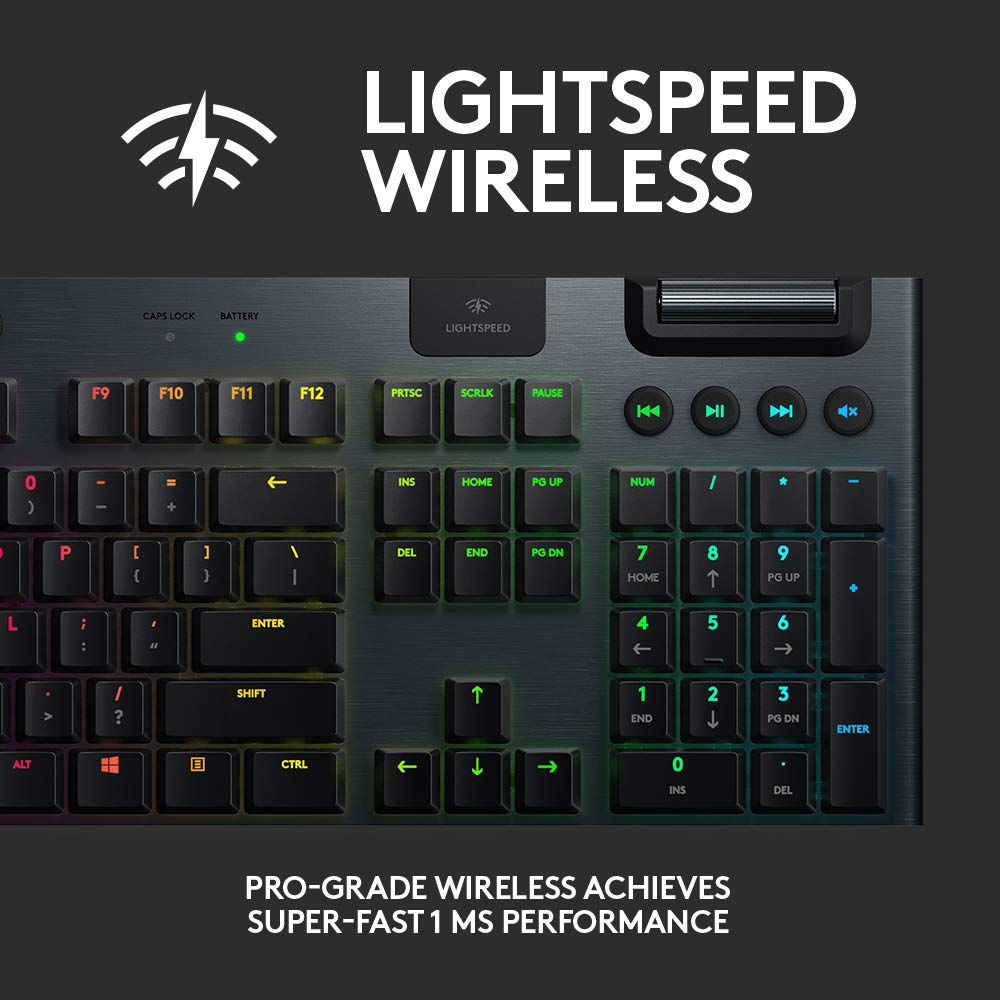 Refurbished - G915 LIGHTSPEED Wireless RGB Mechanical Gaming Keyboard  GL Clicky-CARBON-US-2.4GHZ/BT- 920-009103