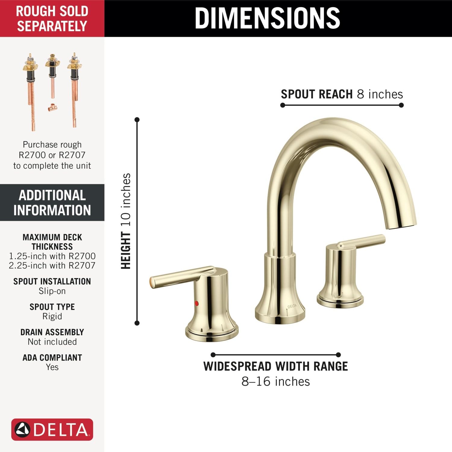 Open Box - Delta T2759-PN - Roman Tub Faucet