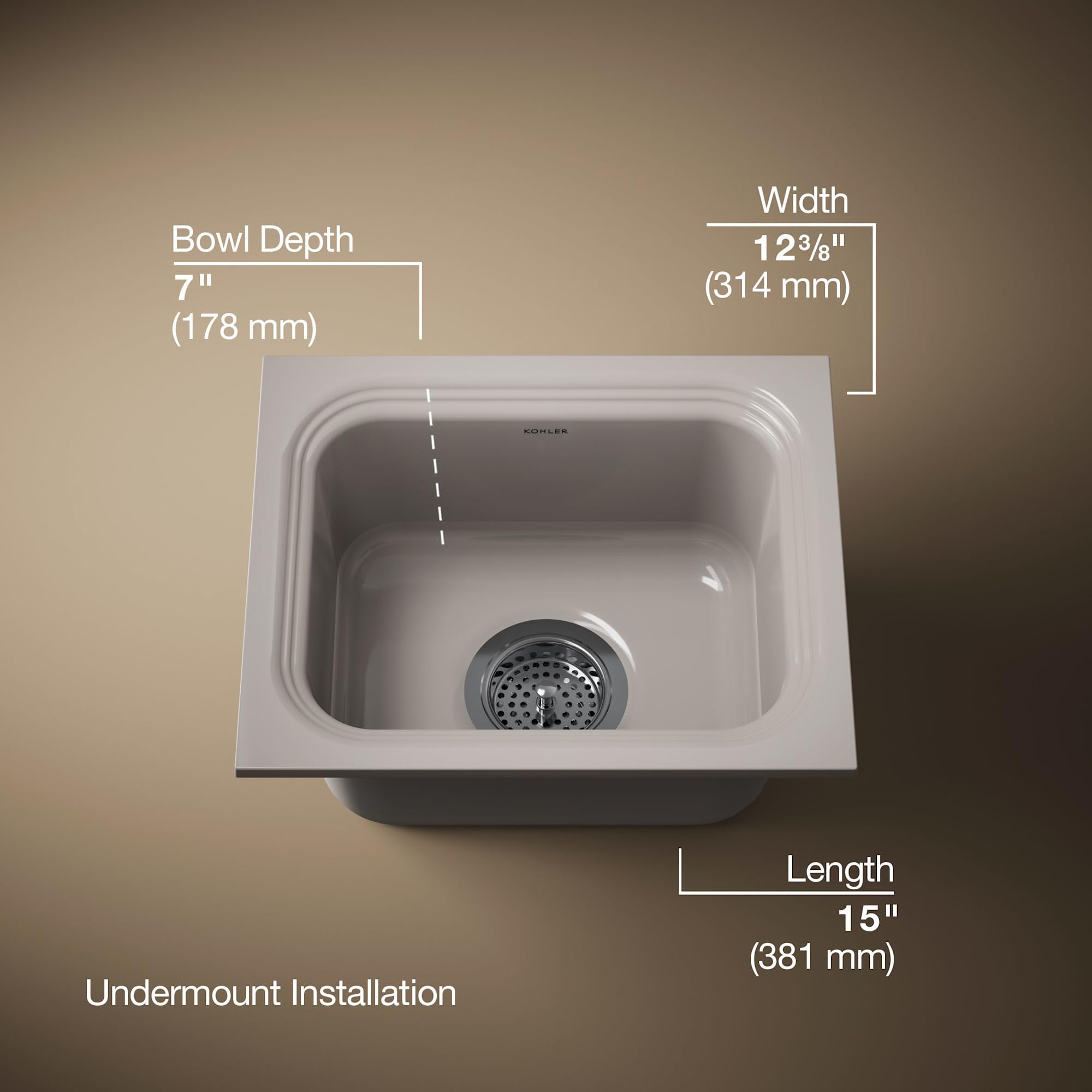Open Box - Kohler K-6589-U-96 Single Basin Cast Iron Bar Sink from the Northland Series