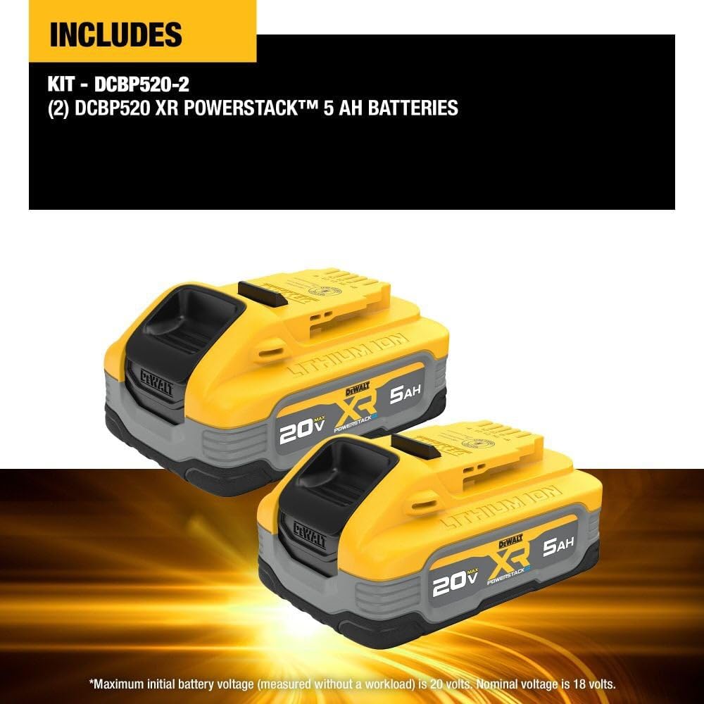 Open Box -  Dewalt Dw 20V Powerstack 5Ah Battery 2Pk DEWALTBullseye Deals