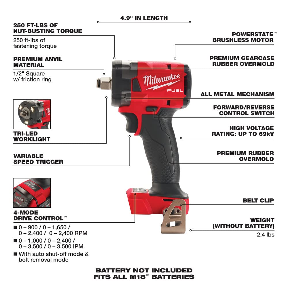Open Box -  Milwaukee M18 FUEL GEN-3 18-Volt Lithium-Ion Brushless Cordless 1/2 in. Compact Impact Wrench with Friction Ring (Tool-Only) MilwaukeeBullseye Deals