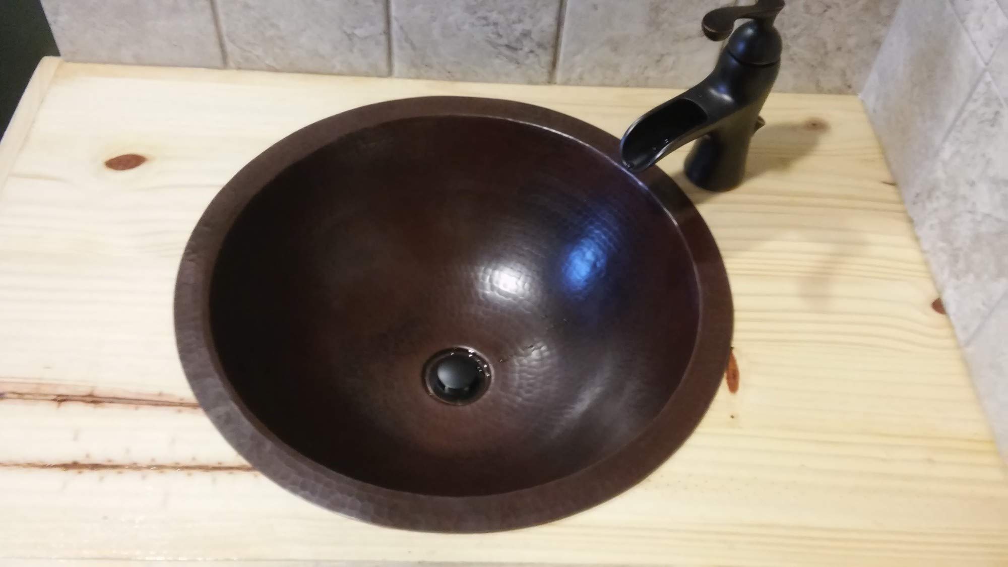 Open Box - Miseno MNO-NA100 Round 17" Copper Drop-In or Undermount Bathroom Sink