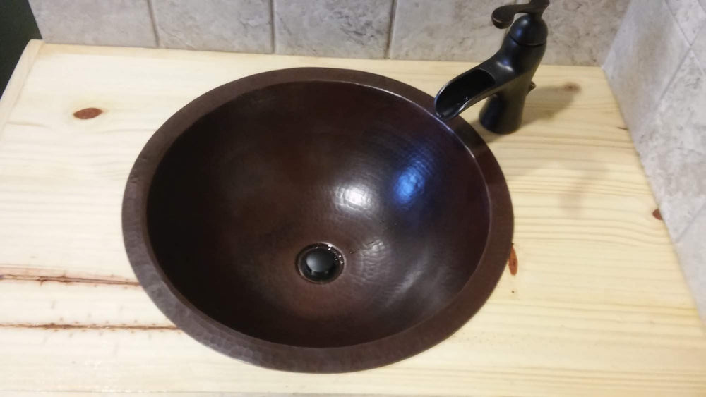 Open Box - Miseno MNO-NA100 Round 17" Copper Drop-In or Undermount Bathroom Sink