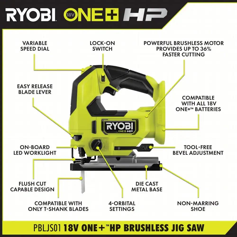 Open Box -  RYOBI ONE+ HP 18V Brushless Cordless Jig Saw (Tool Only)