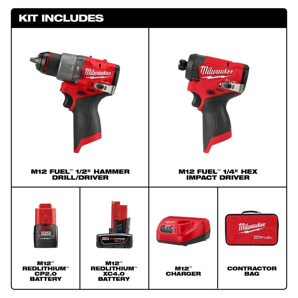 Open Box -  Milwaukee M12 FUEL 2-Tool Combo Kit - 3497-22 MilwaukeeBullseye Deals