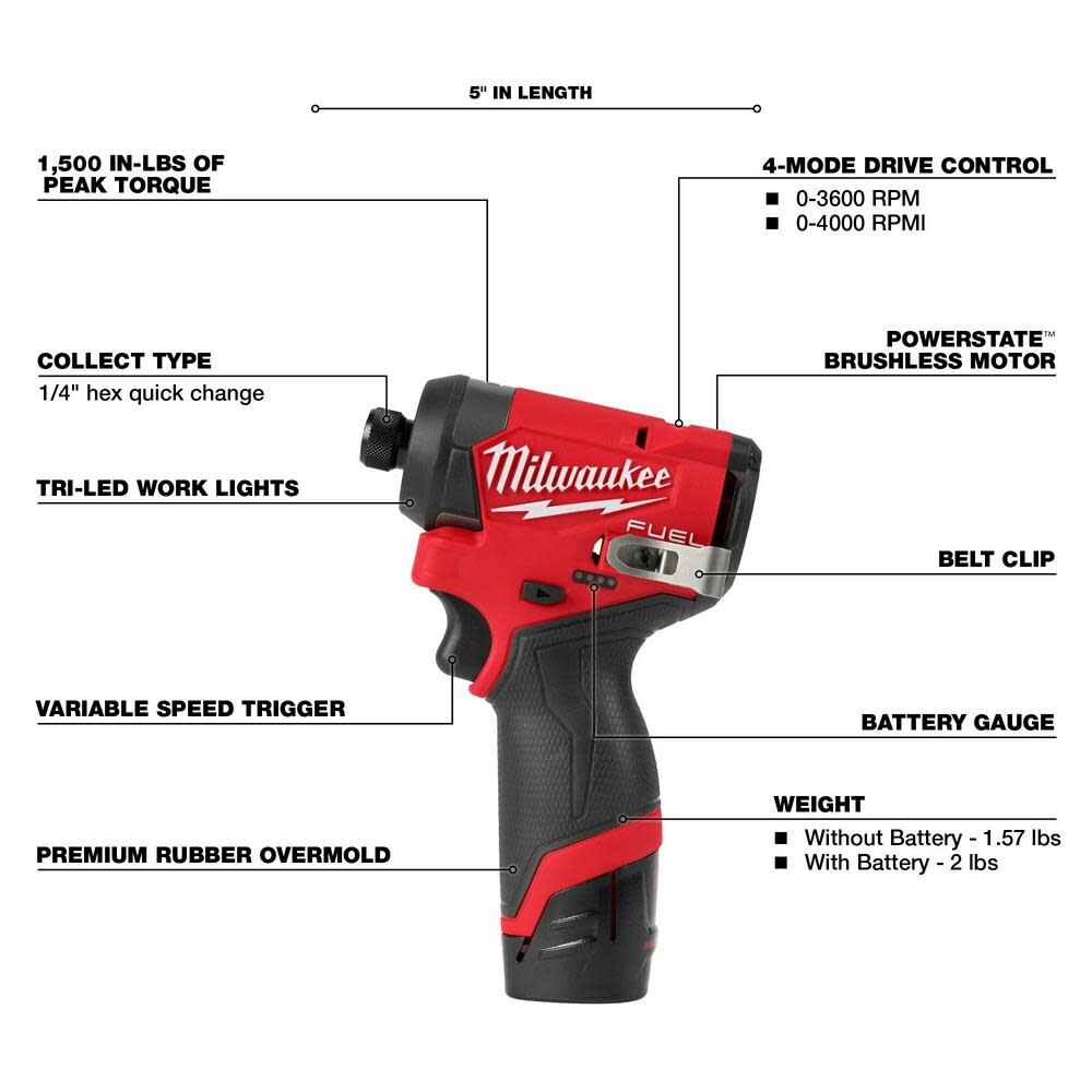 Open Box -  Milwaukee M12 FUEL 2-Tool Combo Kit - 3497-22 MilwaukeeBullseye Deals