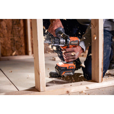 Open Box -  RIDGID 18V Brushless Cordless 1/2 in. Hammer Drill/Driver Kit with 4.0 Ah MAX Output Battery, 18V Charger, and Tool Bag