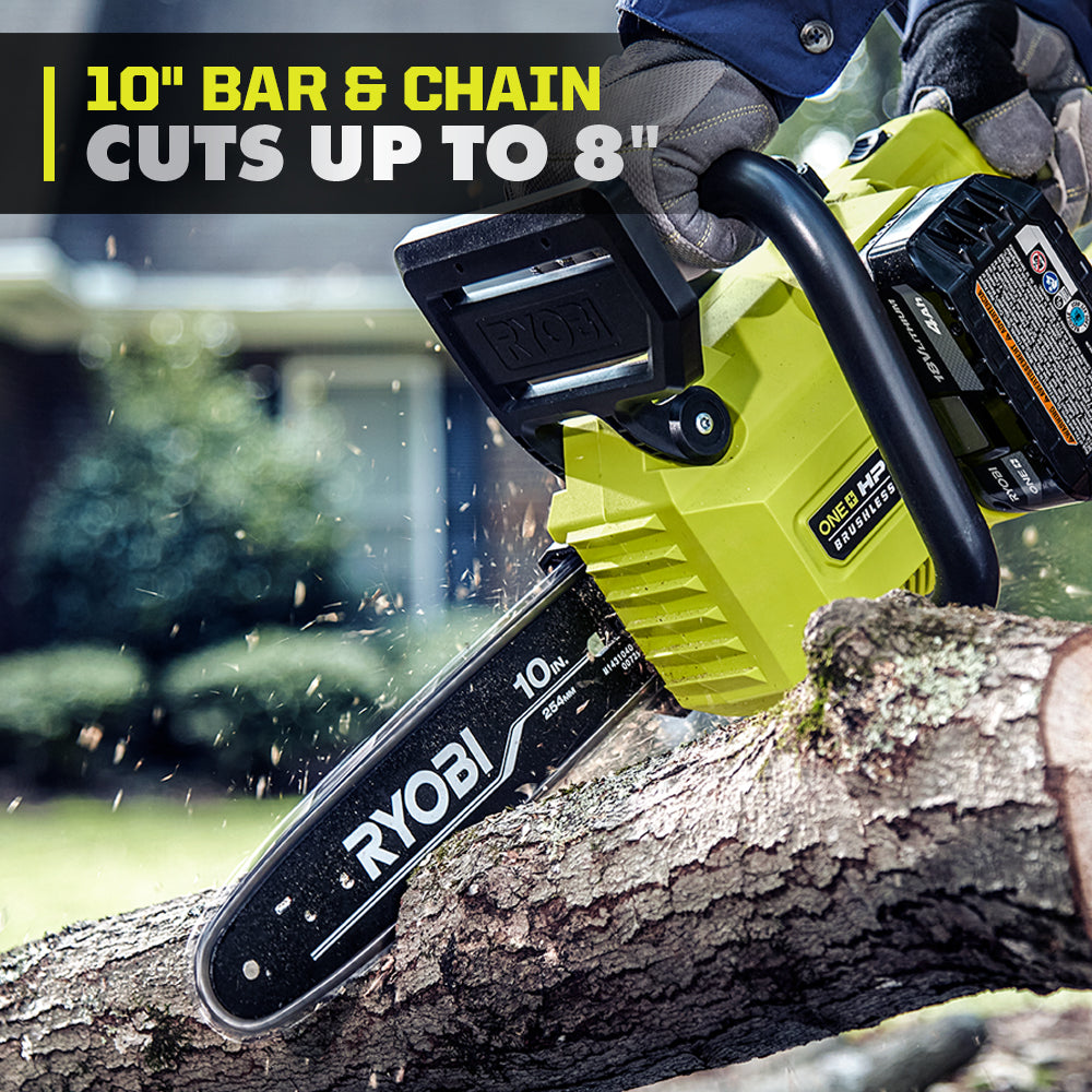 Open Box -  RYOBI ONE+ 10 in. HP 18V Brushless Lithium-Ion Electric Cordless Battery Chainsaw (Tool Only) RYOBIBullseye Deals