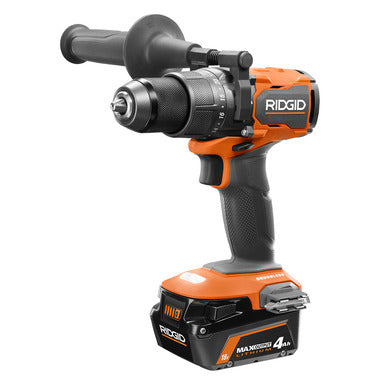 Open Box -  RIDGID 18V Brushless Cordless 1/2 in. Hammer Drill/Driver Kit with 4.0 Ah MAX Output Battery, 18V Charger, and Tool Bag