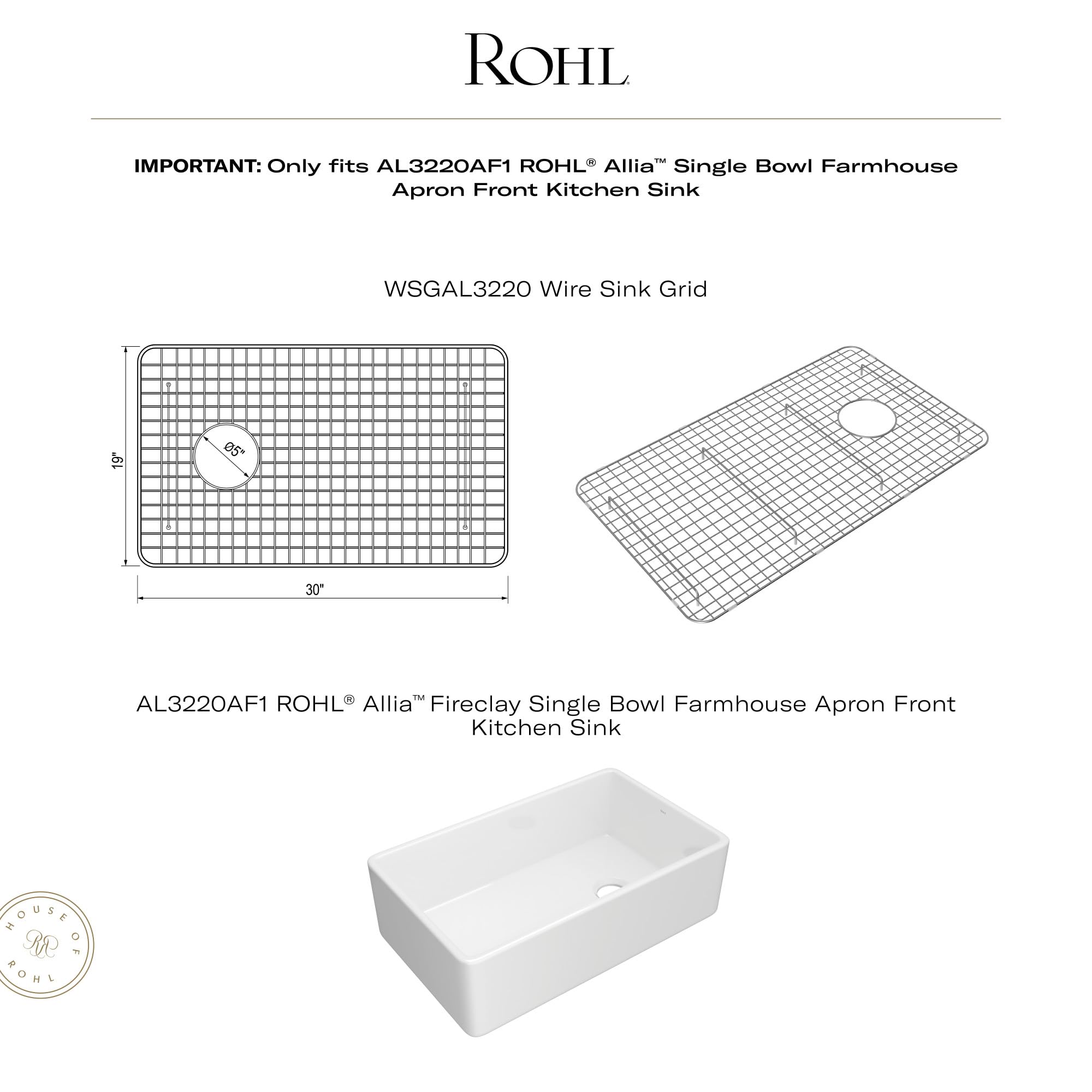 Open Box - Rohl WSGAL3220BS - Kitchen Sink Accessories Sink Accessories and Parts