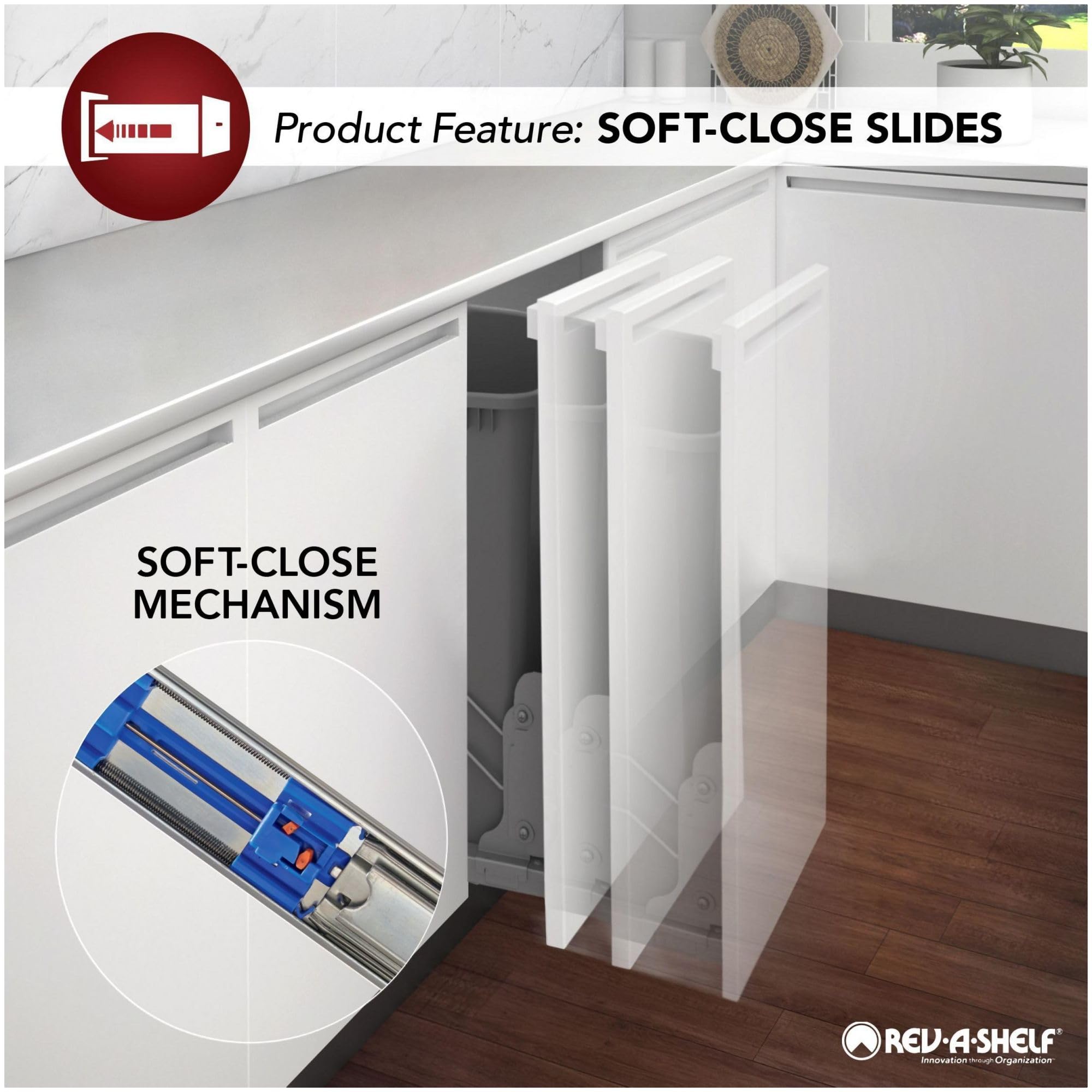 Open Box - Rev-A-Shelf 5750-14 CR 5700 Series 14.75" Wide by 58.25" Tall Four Tier Pull Out Base Cabinet Organizer