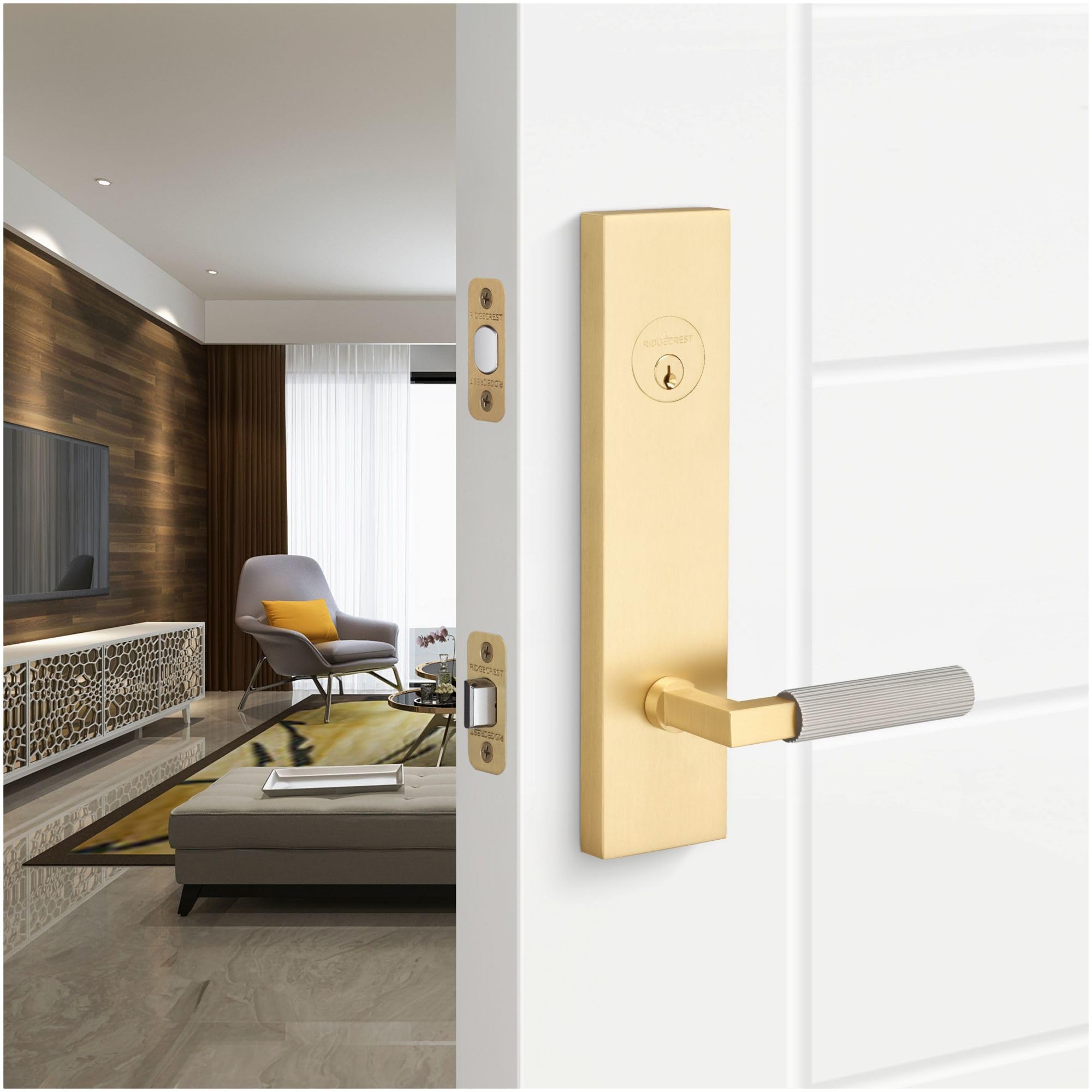 Open Box - Sure-Loc LV307 SB-GRIP SKN SB - Door Lever Combo Packs Door Hardware