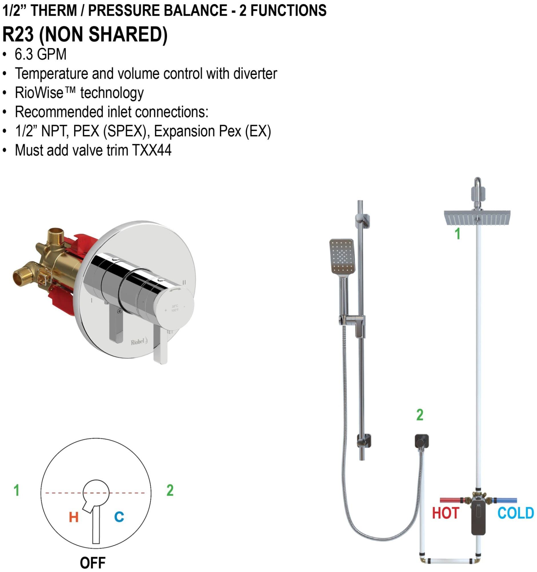 Open Box - Riobel TMMRD44JC - Valve Trim Only Showers