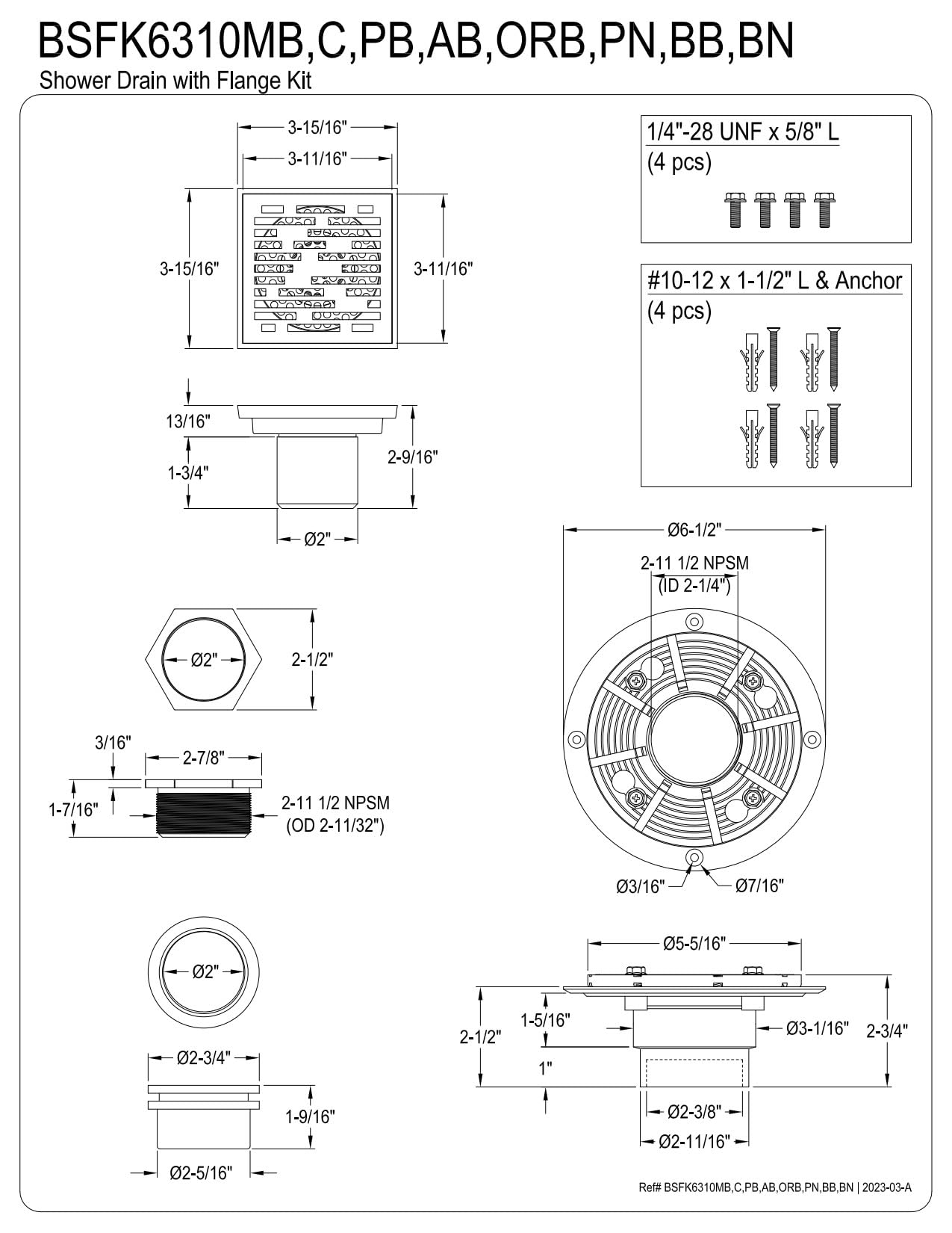 Open Box - Kingston Brass BSFK6310BB - Shower Drains Showers