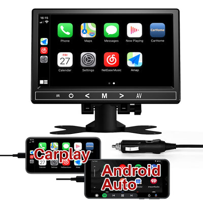 New - ESSGOO 7" Portable Car Stereo Receiver Apple CarPlay Android Auto Radio