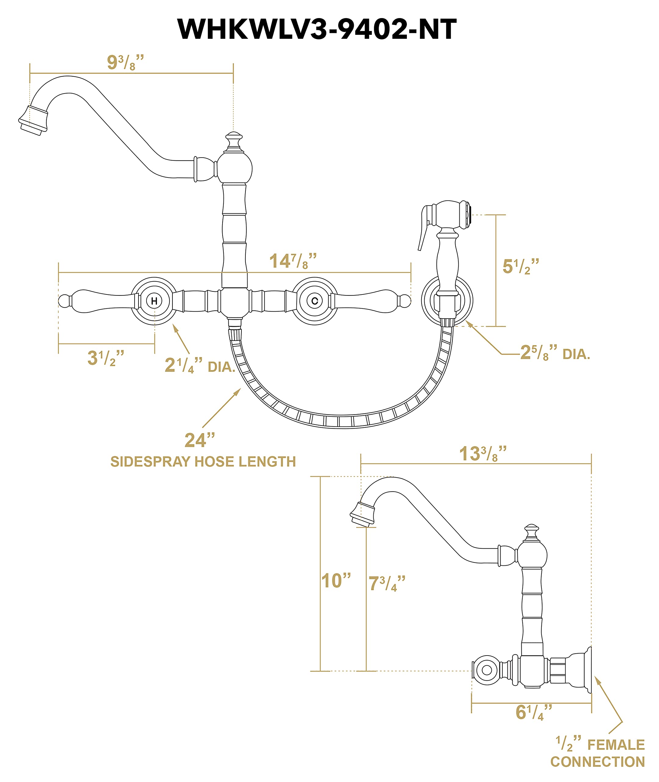 Open Box - Whitehaus WHKWLV3-9402-NT-BN - Kitchen Faucet