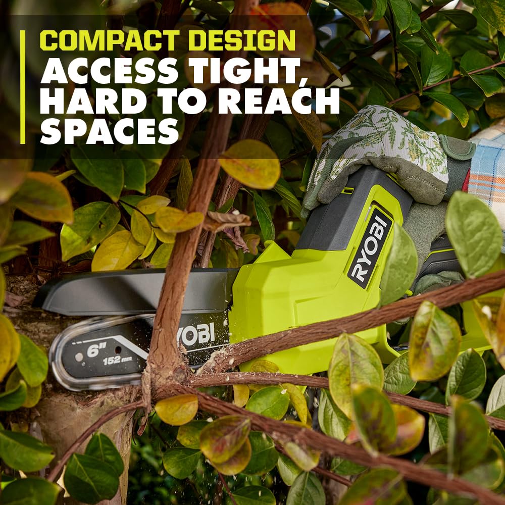 Open Box -  RYOBI ONE+ 18V 6 in. Cordless Battery Compact Pruning Mini Chainsaw (Tool Only)