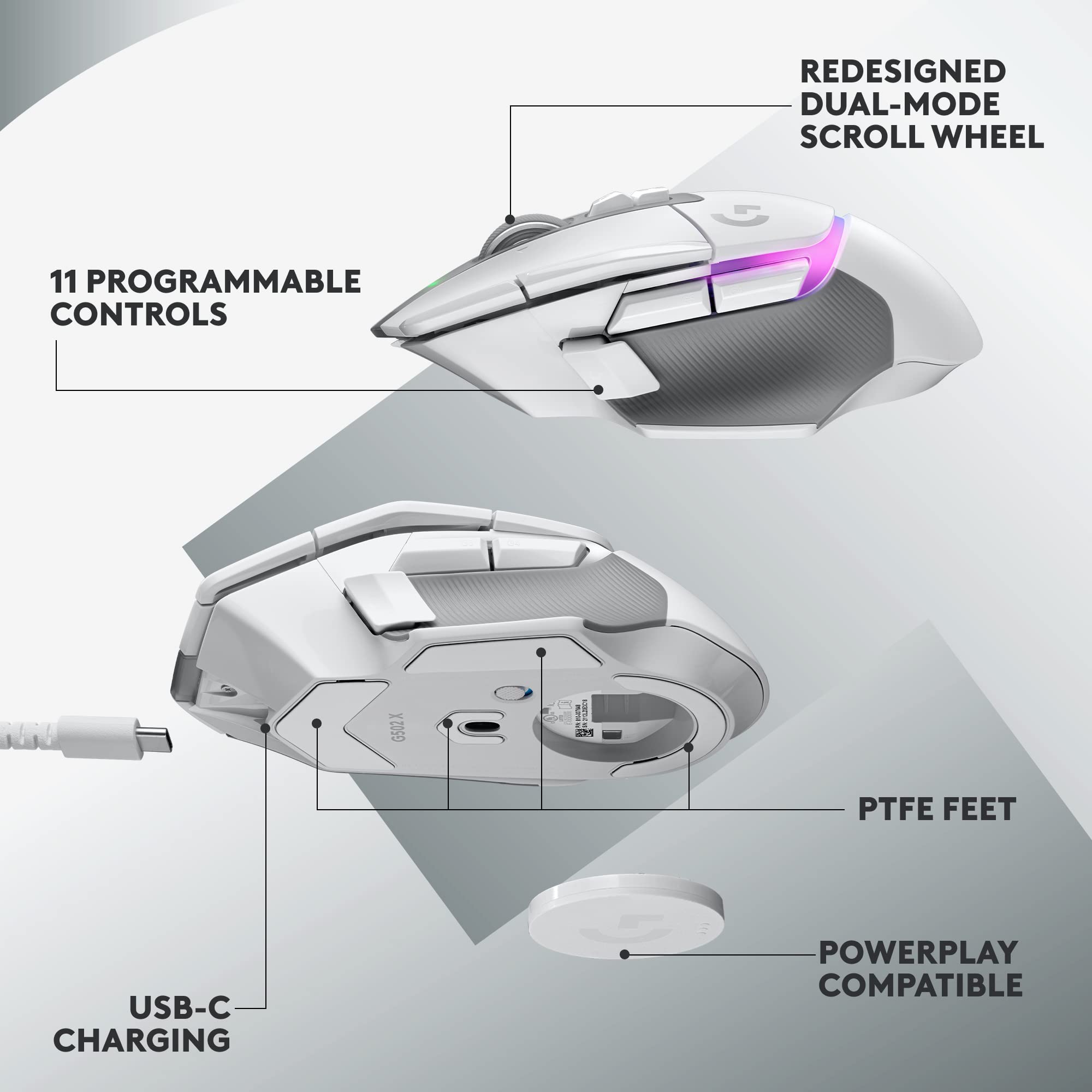 Open Box -  G502 X PLUS - LIGHTSPEED Wireless RGB Gaming Mouse-WHITE/PREMIUM-2.4GHZ-#215 910-006169