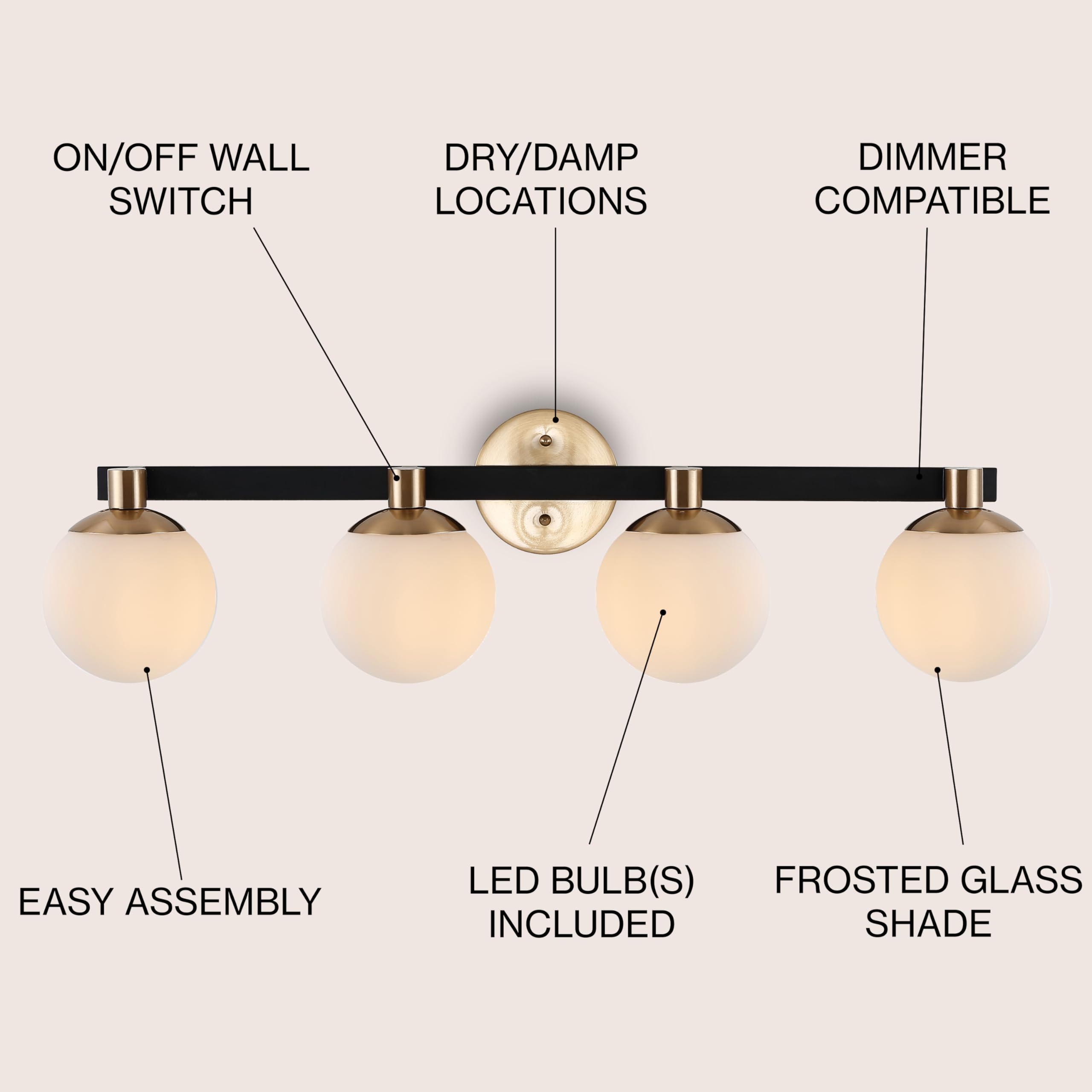 Open Box - JONATHAN Y Lighting JYL3543A - Bathroom Fixtures Indoor Lighting