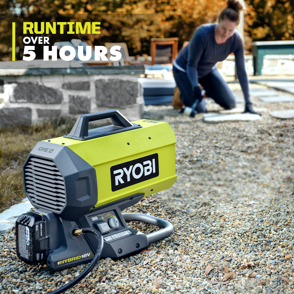 Open Box -  ONE+ 18V Cordless Hybrid Forced Air Propane Heater (Tool Only), RYOBI Green RYOBIBullseye Deals