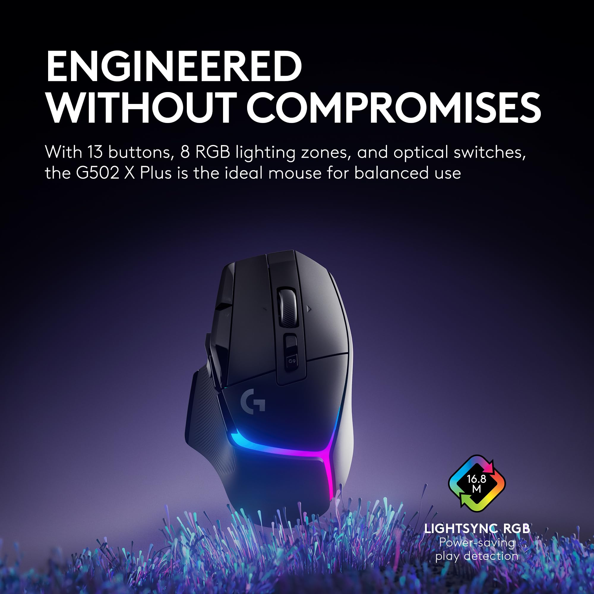 Open Box -  G502 X PLUS - LIGHTSPEED Wireless RGB Gaming Mouse-BLACK/PREMIUM-2.4GHZ-#215 910-006160