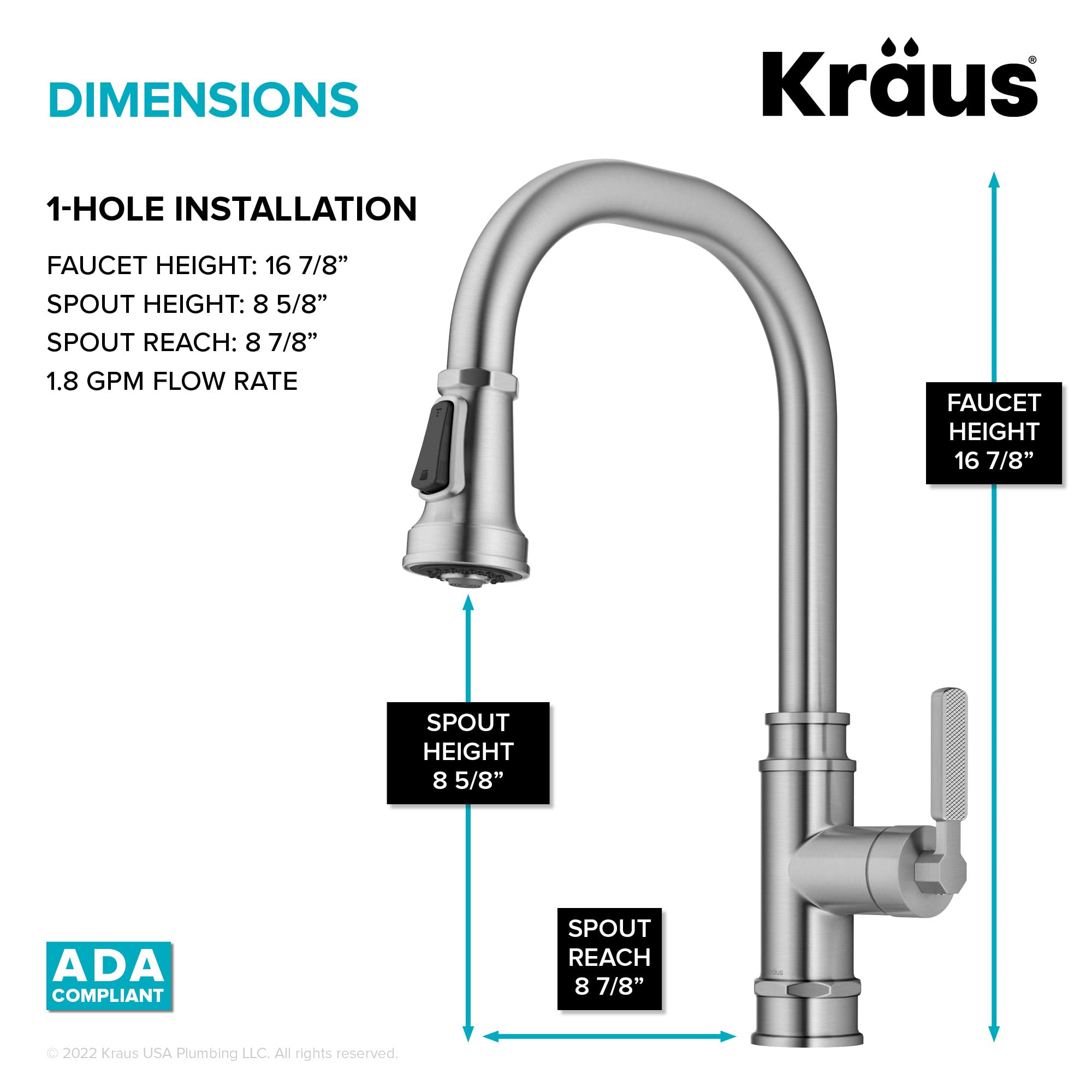 Open Box - Kraus KPF-4101SFS - Kitchen Faucet