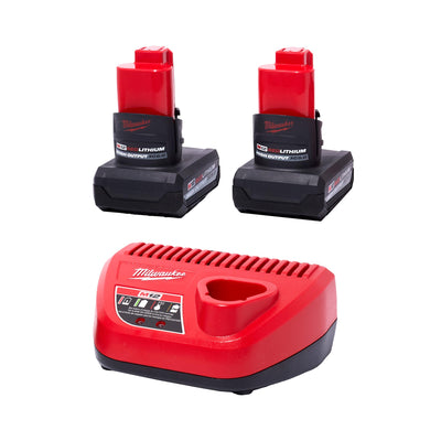 Used - M12 12V Lithium-Ion XC High Output 5.0 Ah Battery Pack (2-Pack) Starter Kit with Charger