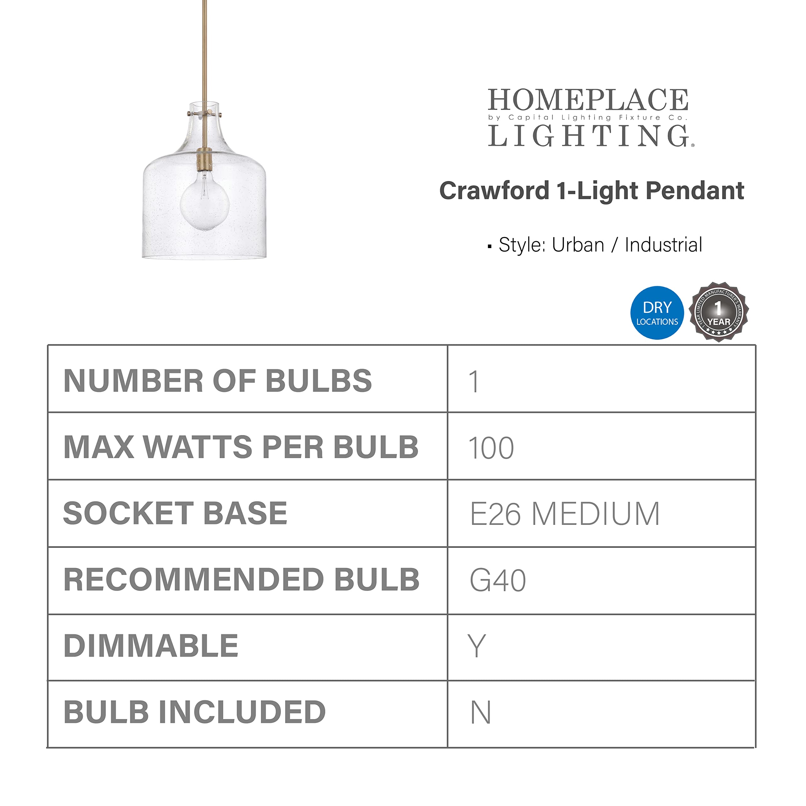 Open Box - Capital Lighting 325712AD - Pendants Indoor Lighting Capital LightingBullseye Deals