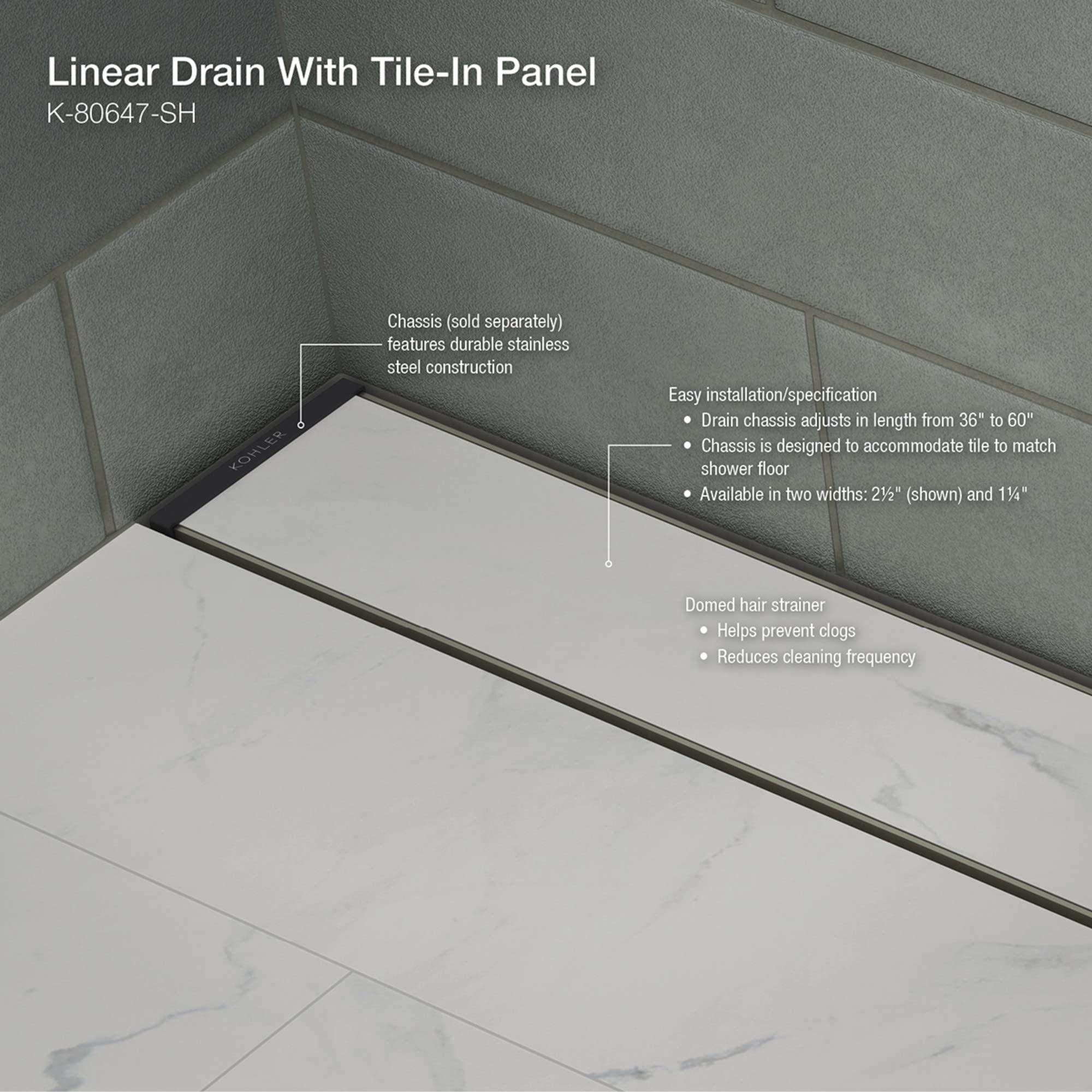 Open Box - Kohler K-80650-SH - Shower Drains Shower Accessories
