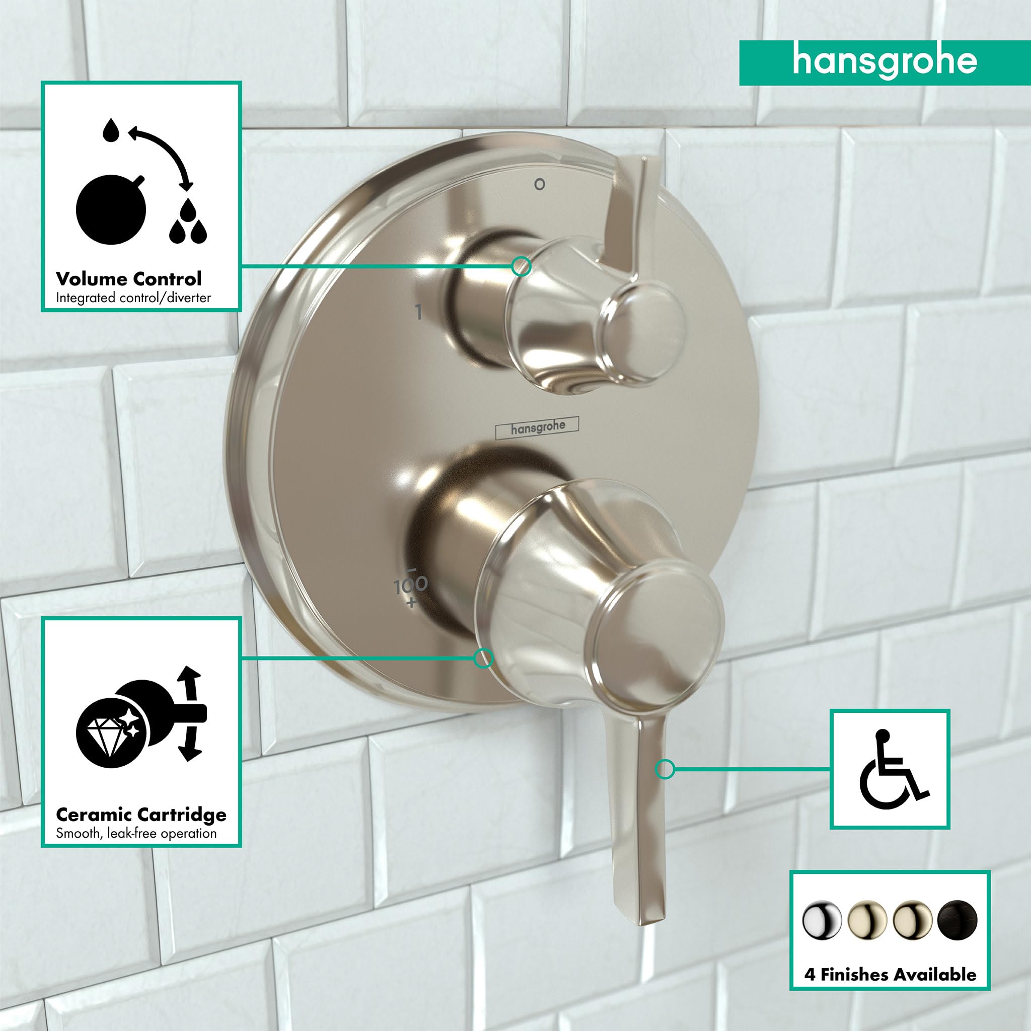 Open Box - Hansgrohe 15752831 C Thermostatic Valve Trim with Integrated Volume Control - Less Valve