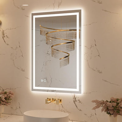 Open Box - Mateo 20" W x 28" H Contemporary Rectangular Aluminum Frameless Bathroom Wall Mirror with LED Lighting