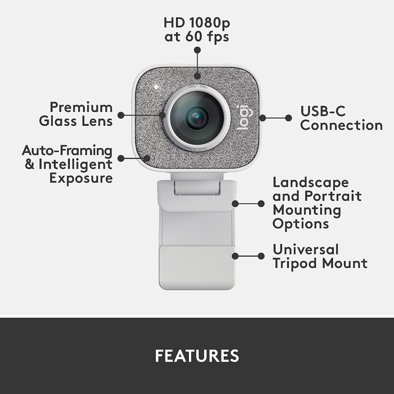 Refurbished - WEBCAM-StreamCam Plus-OFF-WHITE-USB-N/A-AMR-403-ON LINE