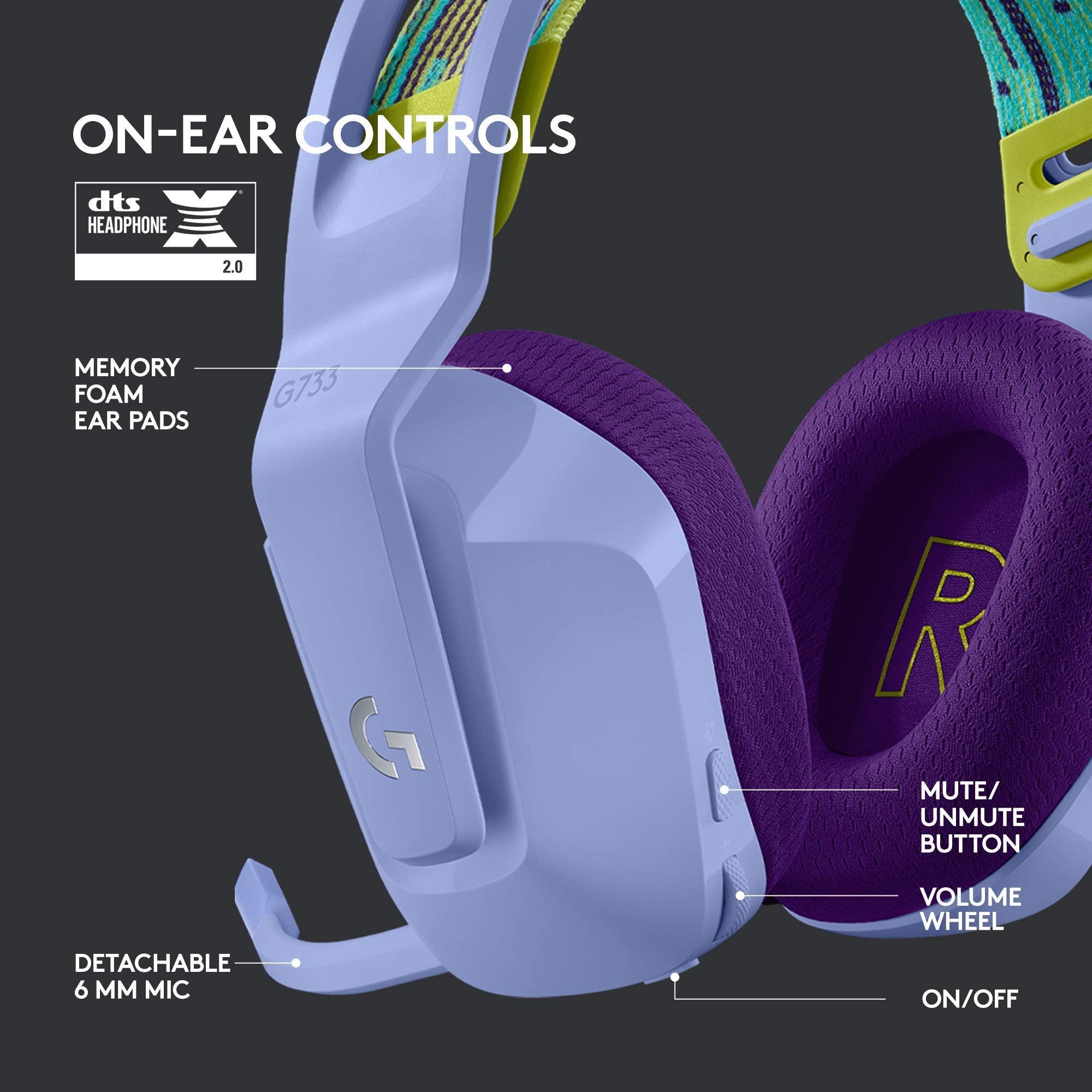 Refurbished - HEADSET PC-G733 LIGHTSPEED Wireless RGB Gaming Headset-LILAC-2.4GHZ- 981-000889