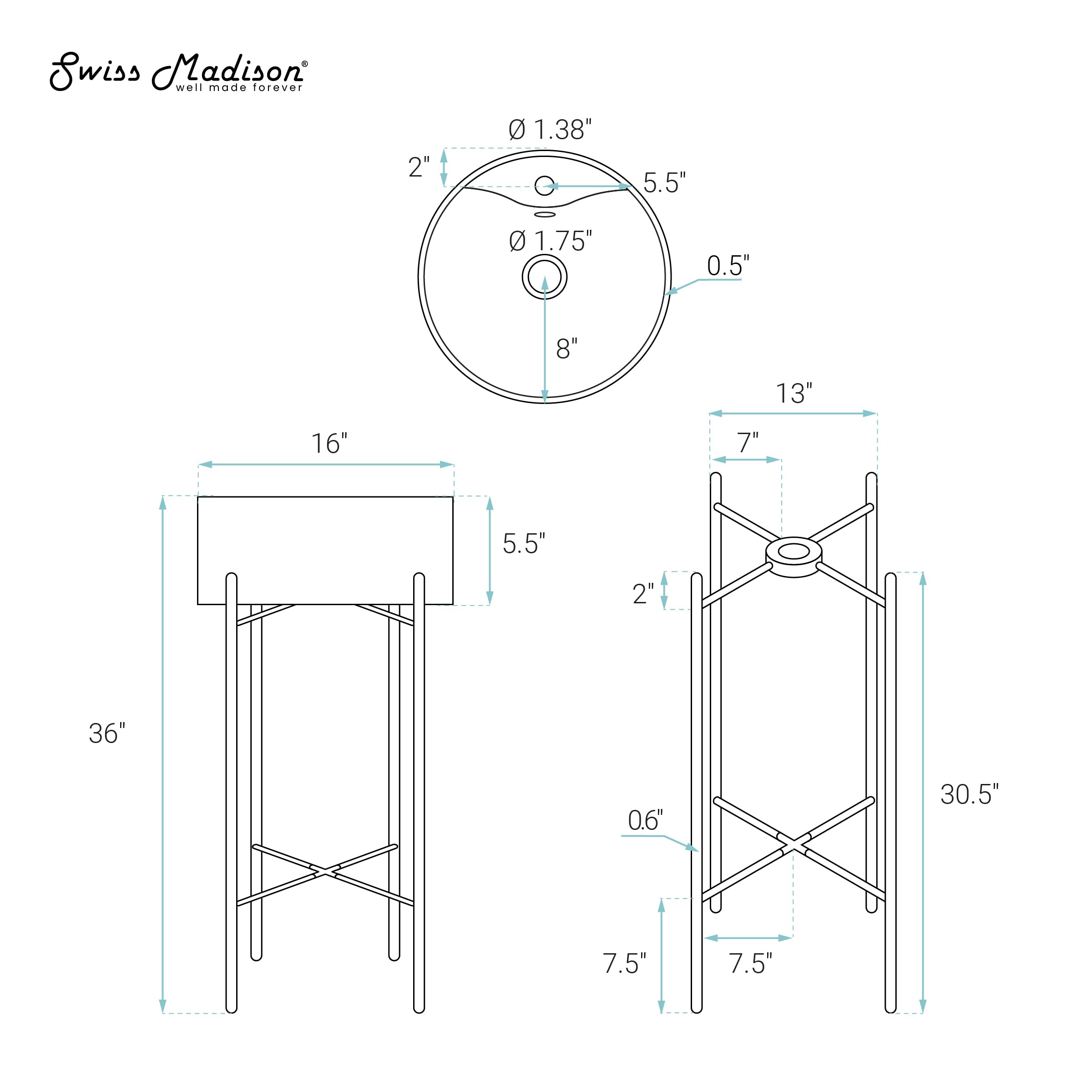 Open Box - Swiss Madison SM-CS800MB - Lavatory Sink Fixture