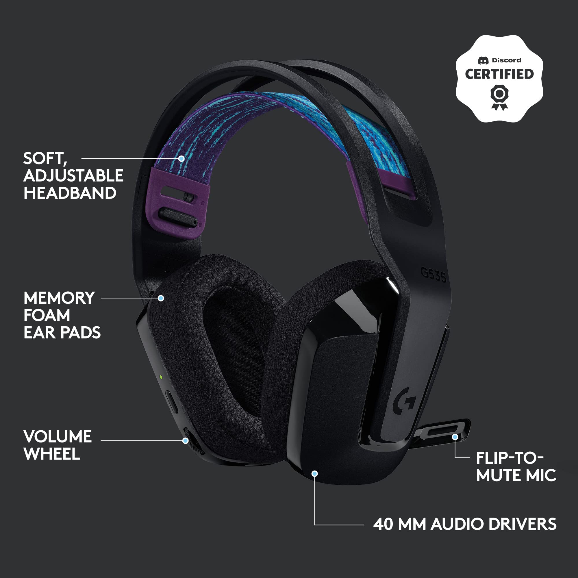 Open Box -  Logitech G G535 LIGHTSPEED Wireless Headset (Black)