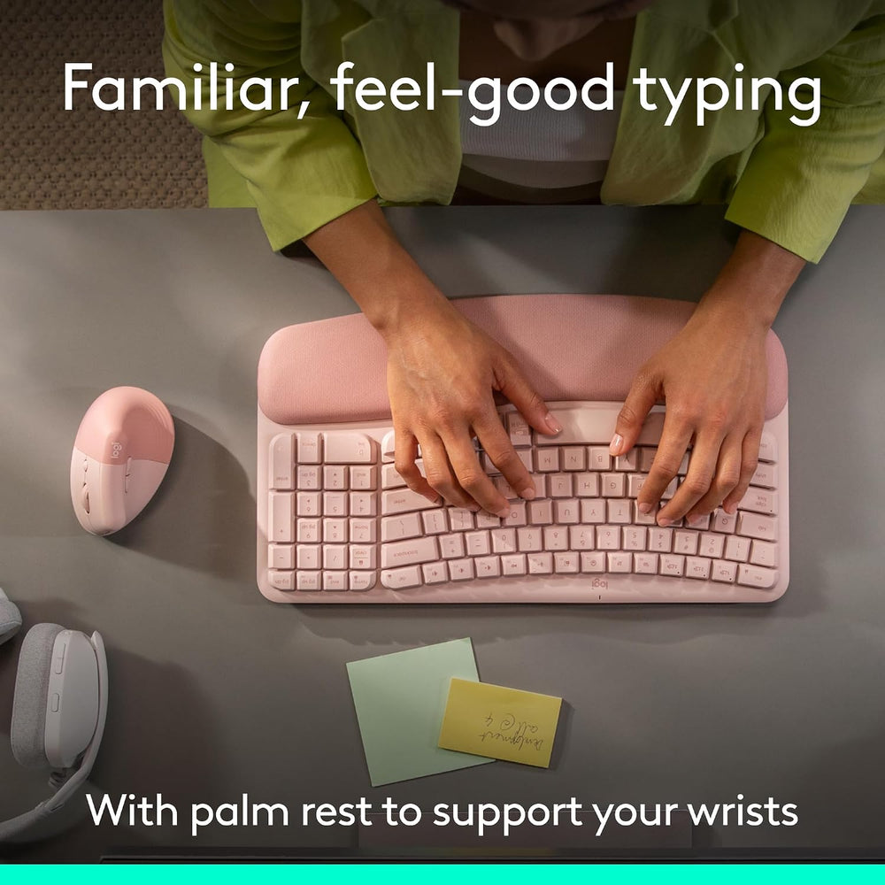 Refurbished - Wave Keys & Lift Vertical Mouse Combo - Rose