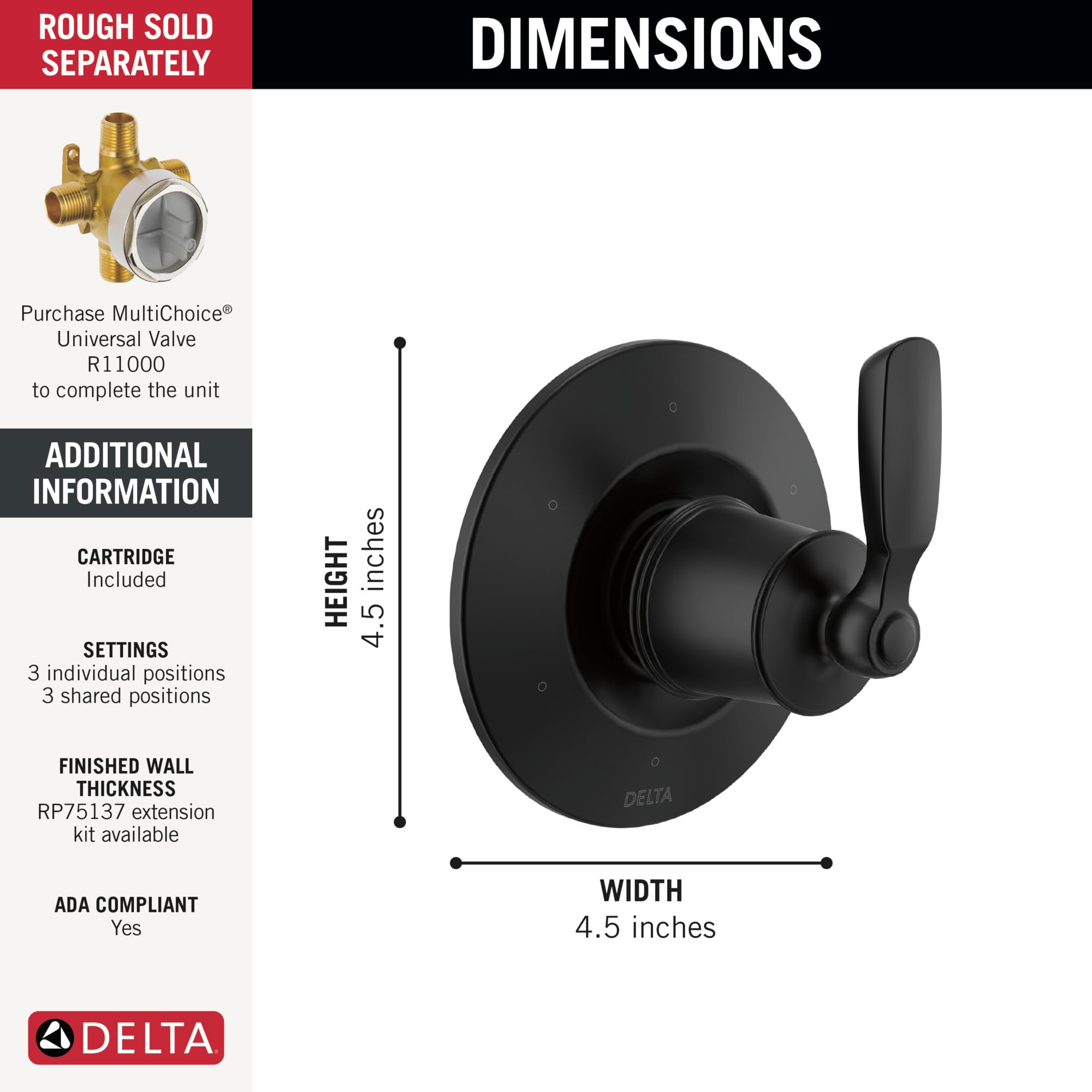 Open Box - Delta T11932-BL - Diverter Trims Showers