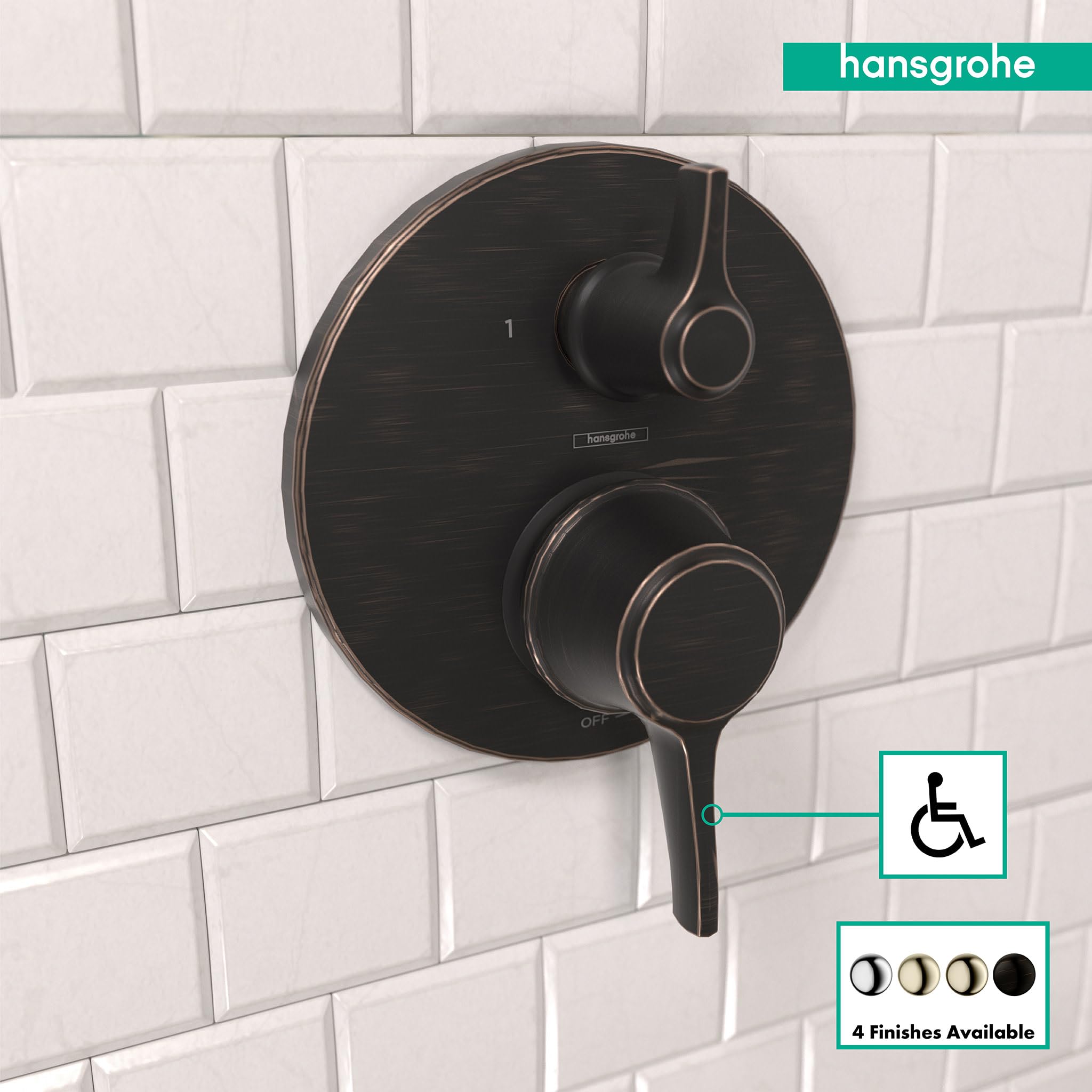 Open Box - Hansgrohe 4449920 Metris C Pressure Balanced Valve Trim with Integrated Diverter - Less Valve
