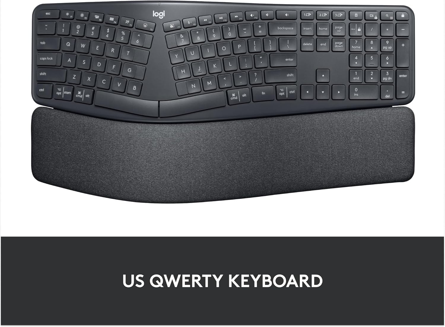 Refurbished - Logitech ERGO K860 920-009166 Black 2.4 GHz  Bluetooth Split Keyboard