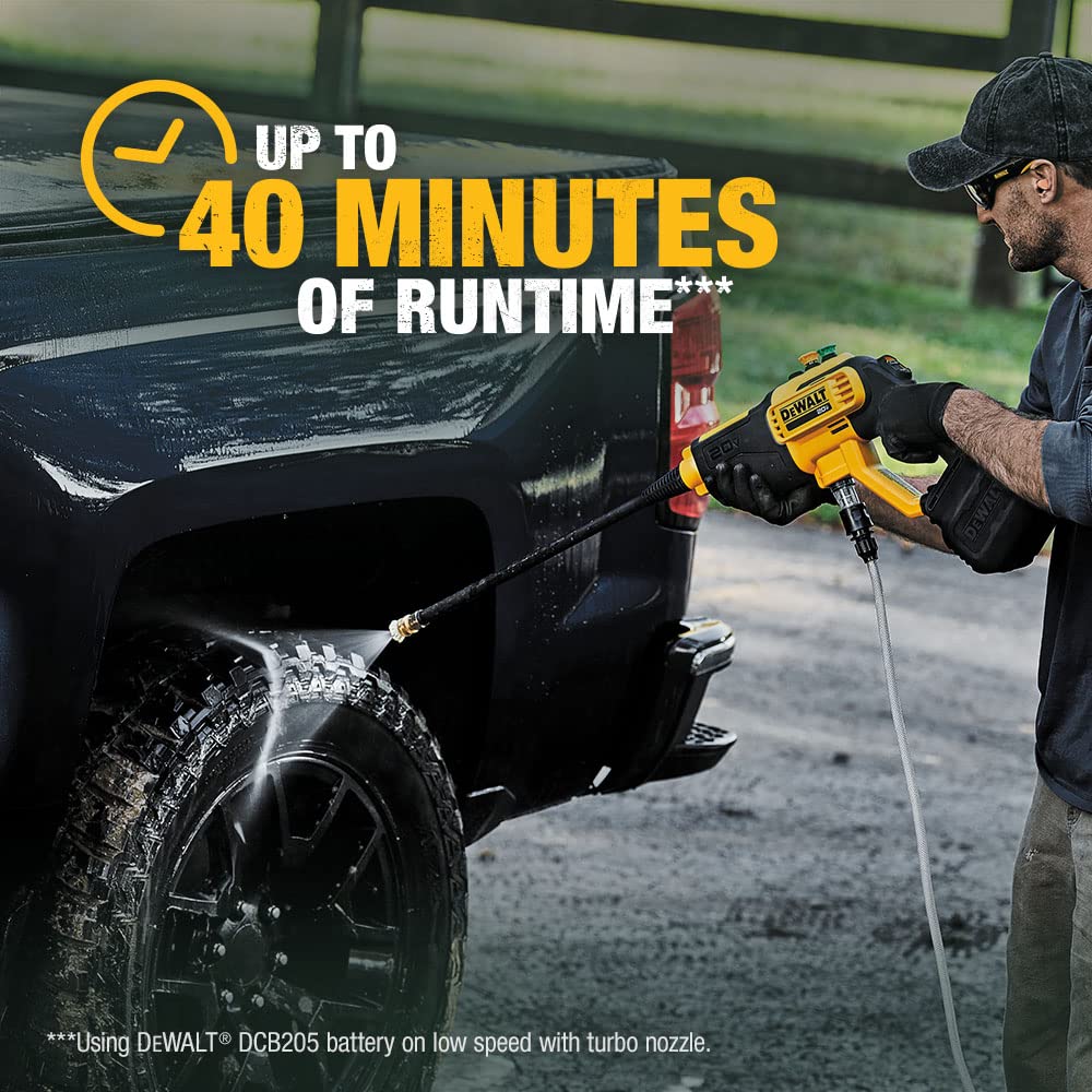 Open Box -  DEWALT 20-Volt MAX 550 PSI, 1.0 GPM Cold Water Cordless Electric Power Cleaner with 4 Nozzles, 5.0 Ah Battery and Charger DEWALTBullseye Deals