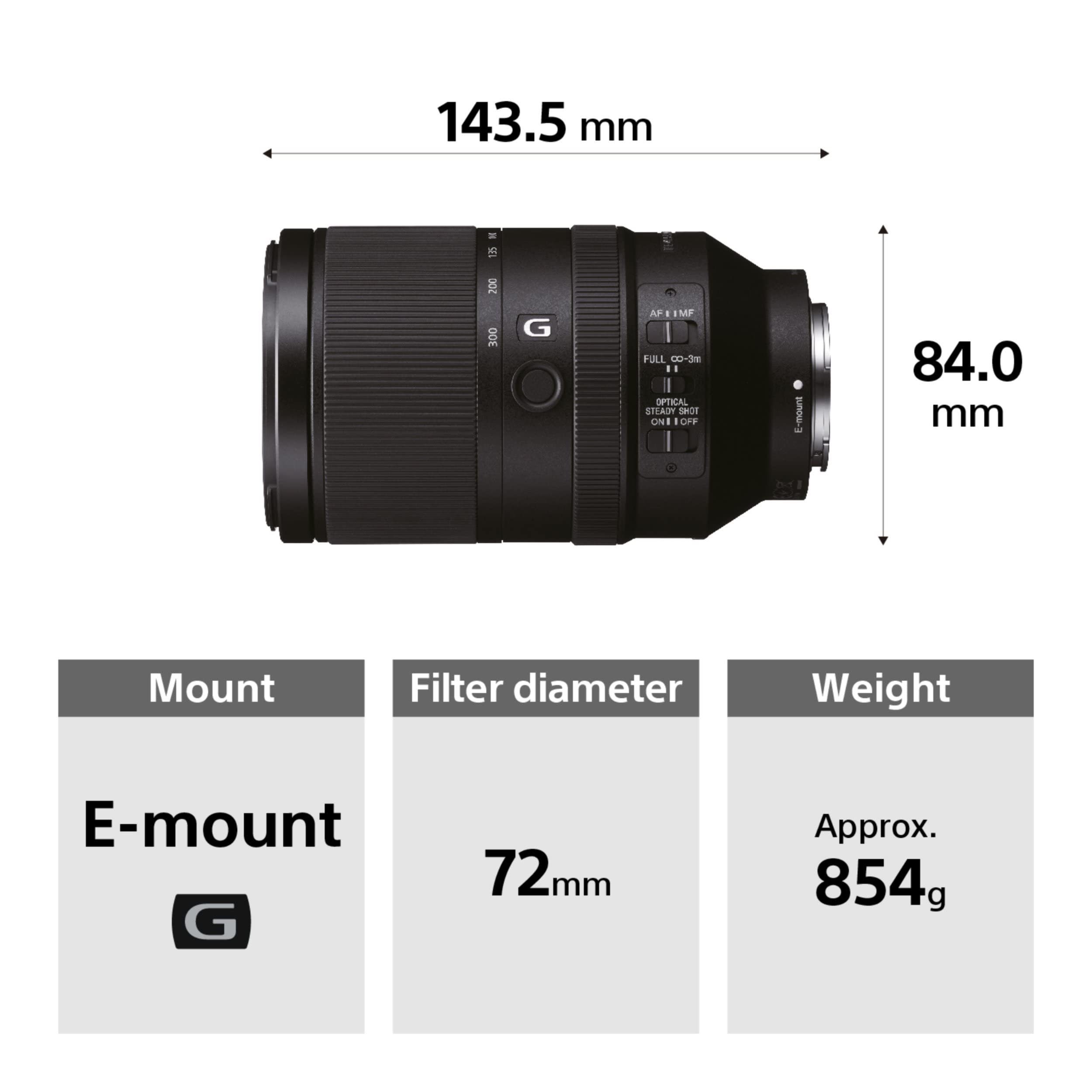 Certified Refurbished - Sony Full-frame E-mount FE 70-300mm F4.5-5.6 G OSS Telephoto Zoom Lens SEL70300G SonyBullseye Deals