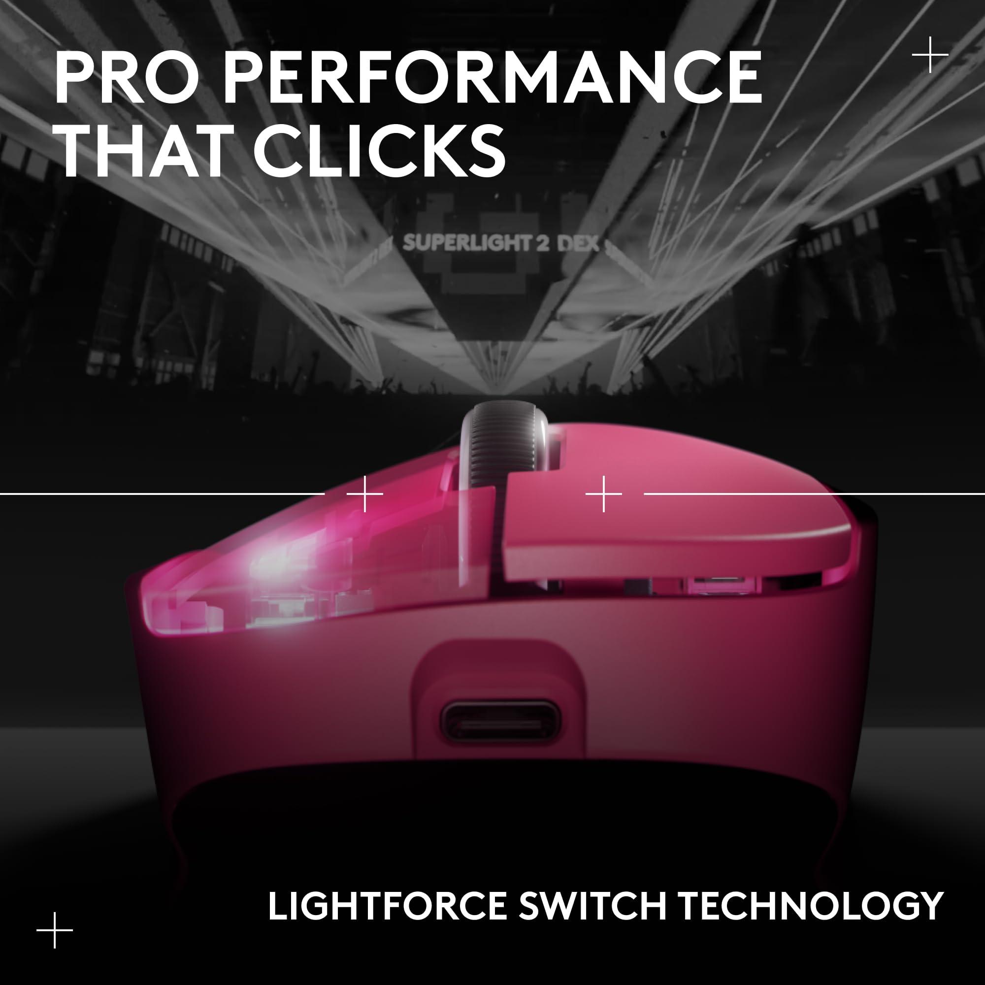 Refurbished - Logitech G PRO X Superlight 2 DEX Wireless Gaming Mouse, 44k DPI - Magenta