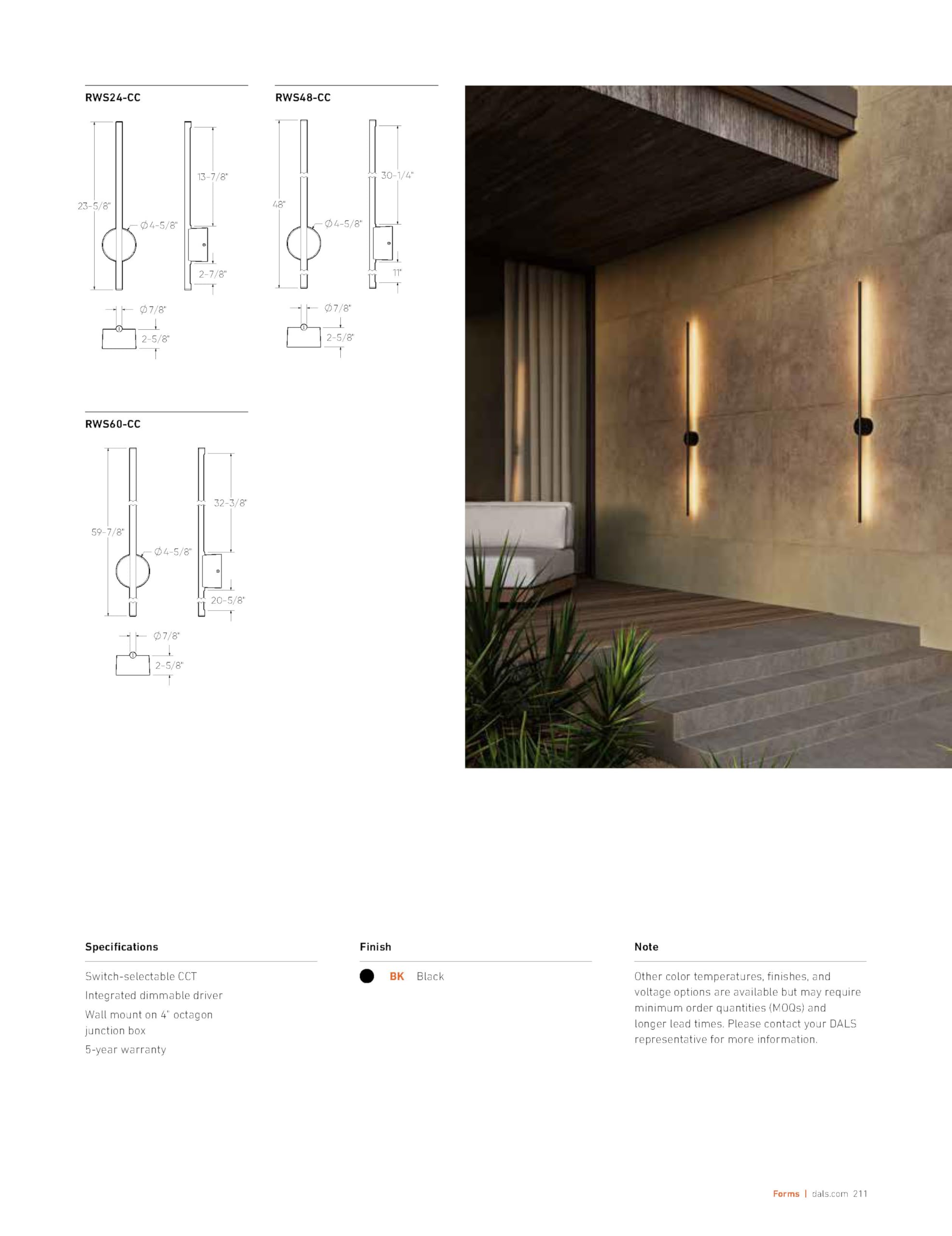 Open Box - DALS Lighting RWS48-CC-BK - Wall Sconces Outdoor Lighting