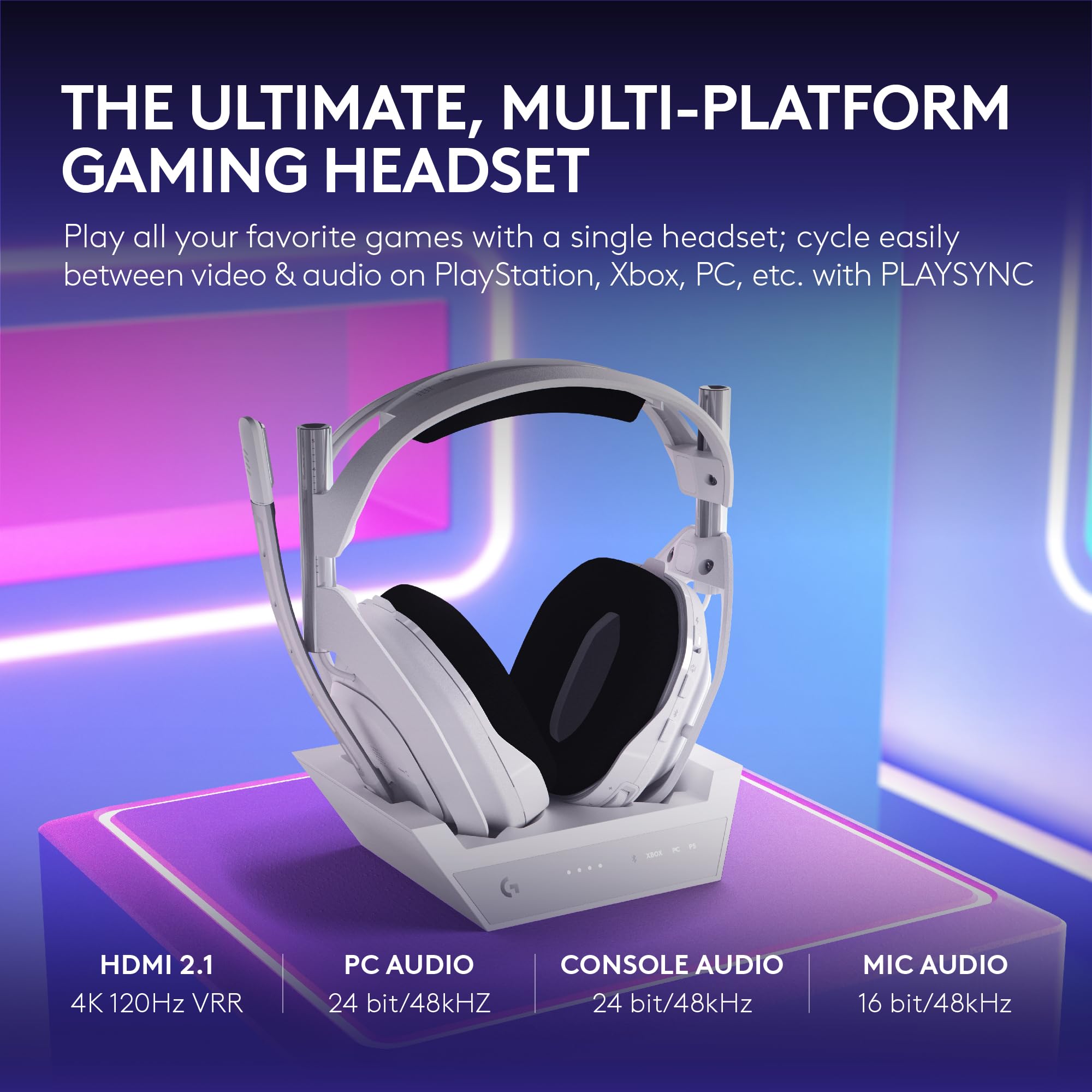 Refurbished - A50 X LIGHTSPEED Wireless Gaming Headset + Base Station-WHITE-2.4GHZ-PLUGA-AMR-403