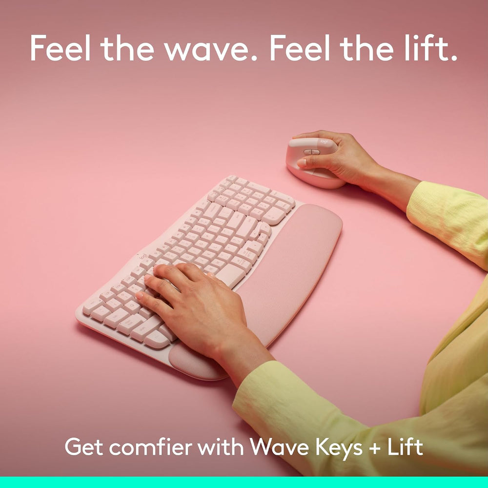 Refurbished - Wave Keys & Lift Vertical Mouse Combo - Rose